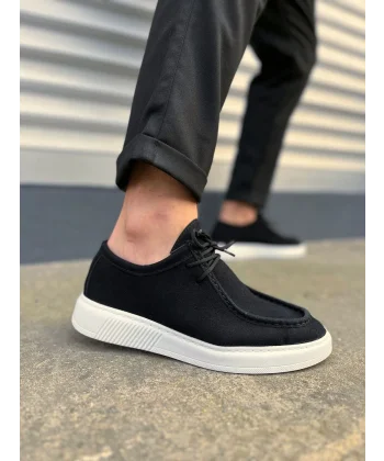 JY170 Tornado Bağcıklı Süet Erkek Günlük Spor Klasik Ayakkabı SBT - Siyah