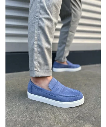 JY180 Estilo X Bağcıksız Süet Erkek Günlük Spor Klasik Ayakkabı SBT - Mavi