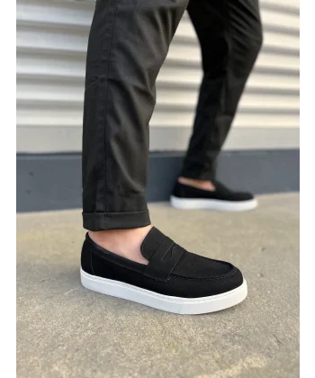 JY180 Estilo X Bağcıksız Süet Erkek Günlük Spor Klasik Ayakkabı SBT - Siyah