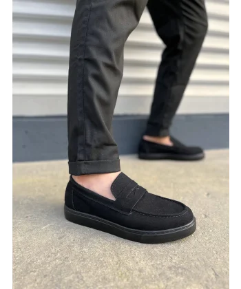 JY180 Estilo X Bağcıksız Süet Erkek Günlük Spor Klasik Ayakkabı SST - Siyah