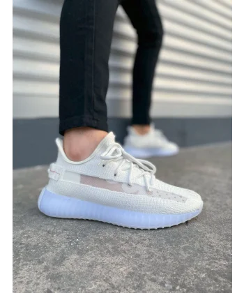 JY305 Pulse Bağcıklı Triko Kumaş Erkek Günlük Spor Ayakkabı TBT - Beyaz