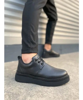 JY03 Luxor Bağcıklı Cilt Erkek Günlük Spor Klasik Ayakkabı CST - Siyah