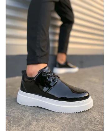 JY03 Luxor Bağcıklı Rugan Erkek Günlük Spor Klasik Ayakkabı RBT - Siyah