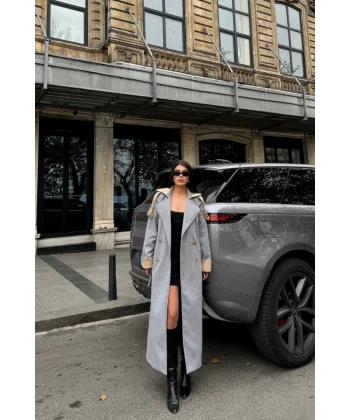 KABAN  YAKA VE ANŞET  BEJ RENKİ  Gri