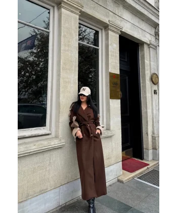 KABAN  YAKA VE ANŞET BEJ RENKİ  Kahverengi