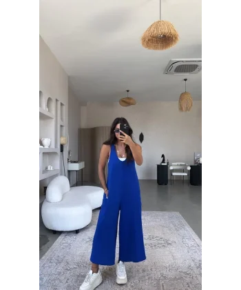 Kadın Aerobin Kumaş Cepli Bağlama Askılı Tulum