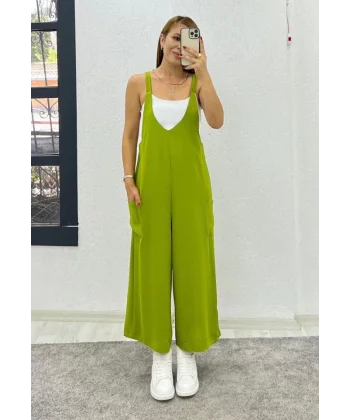 Kadın Aerobin Kumaş Cepli Tulum