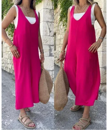 Kadın Aerobin Kumaş Cepli Tulum