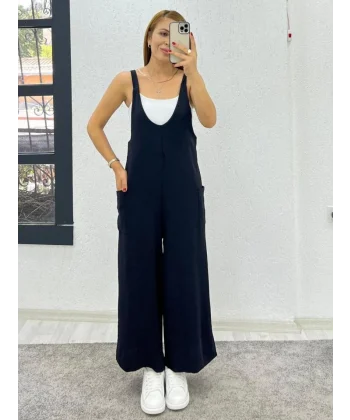 Kadın Aerobin Kumaş Cepli Tulum