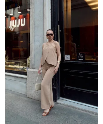 Kadın Aerobin Kumaş Kruvaze Takım