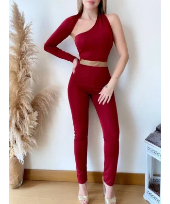 Kadın Asimetrik Dekolte Ve Taş Detay Fırsat ürün Tulum