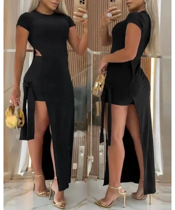 Kadın Asimetrik Kesim üst Ve şort Viskon Ikili Takım