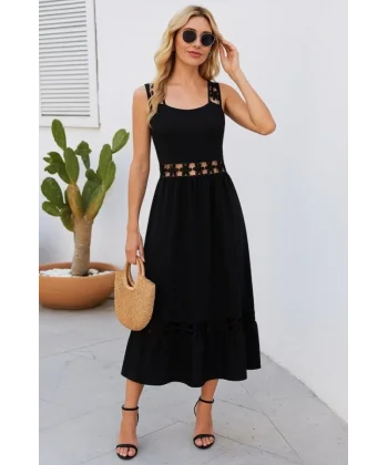 Kadın Askılı Dantel Detaylı Kiloş Janjan Krep Elbise