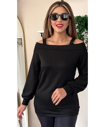 Kadın Askılı Iki Omuzu Açık Salaş Yün Viskon Bluz