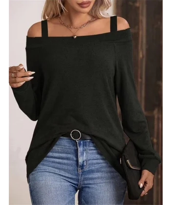 Kadın Askılı Iki Omuzu Açık Salaş Yün Viskon Bluz