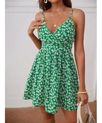 Kadın Askılı, Kruvaze Yaka Mikro Elbise