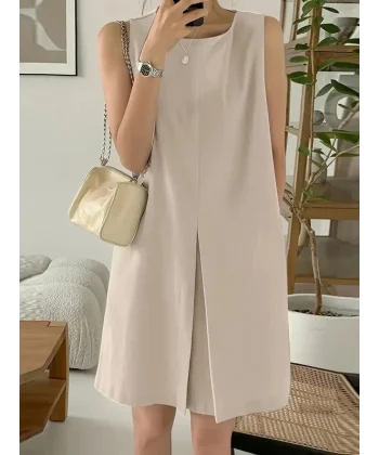 Kadın Askılı Sıfır Kol A Kesim Detaylı Ithal Krep Elbise