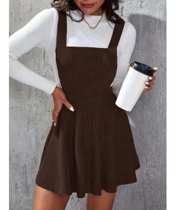 Kadın Askılı Sırttan çapraz Detaylı Kısa Kiloş Kadife Mini Elbise