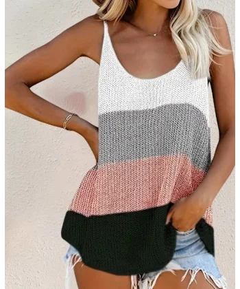 Kadın Askılı Yuvarlak Yaka Salaş Triko Bluz