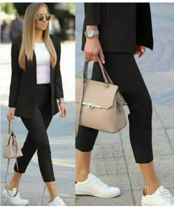 Kadın Atlas Kumaş Ceket Pantolon Takım