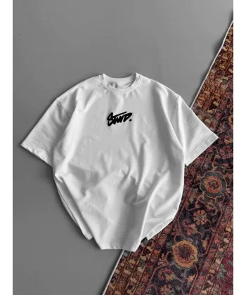 Kadın Baskılı Oversize T-shirt - Beyaz