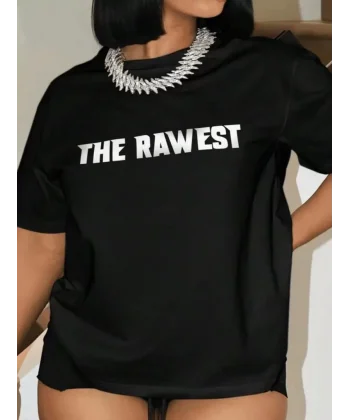 Kadın Baskılı Oversize T-shirt - Siyah