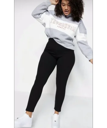 Kadın BATTAL Yüksel Bel Fitilli Tayt - Siyah