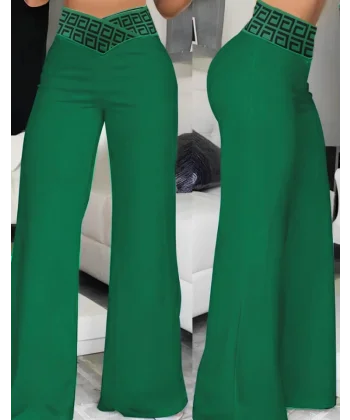 Kadın Belde Kruvaze Ve Ribana Detay Ispanyol Paça Ithal Krep Pantolon