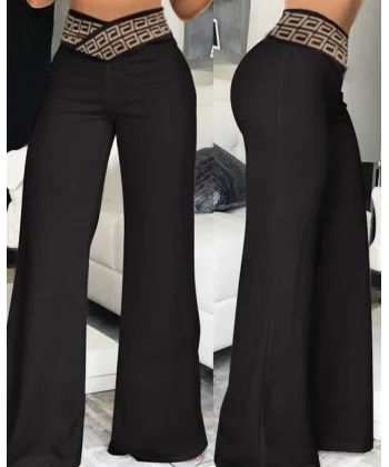 Kadın Belde Kruvaze Ve Ribana Detay Ispanyol Paça Ithal Krep Pantolon