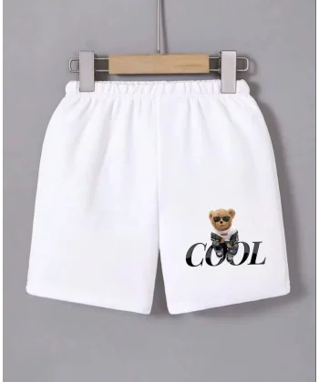 Kadın Beli Lastikli Baskılı Mini Şort - Beyaz