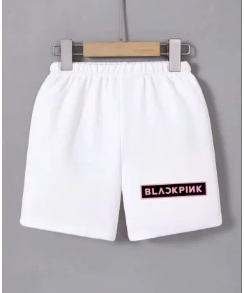 Kadın Beli Lastikli Baskılı Mini Şort - Beyaz