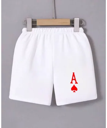 Kadın Beli Lastikli Baskılı Mini Şort - Beyaz