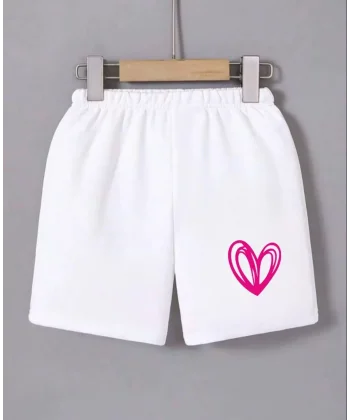 Kadın Beli Lastikli Baskılı Mini Şort - Beyaz