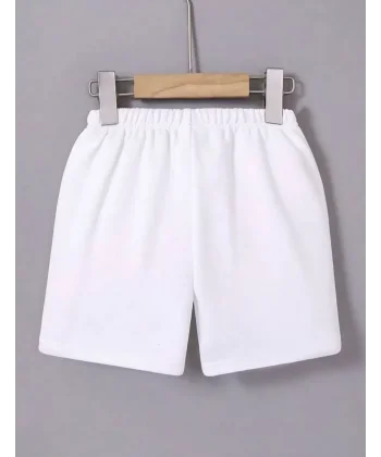 Kadın Beli Lastikli Mini Düz Şort - Beyaz