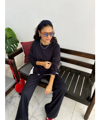 Kadın Bisiklet Yaka Atlet Detay weat Ve Ispanyol Paça alaş Detay Pantolon Ikili Takım