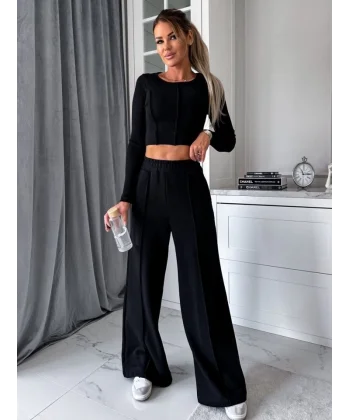 Kadın Bisiklet Yaka Ispanyol Paça Beli Lastikli Iki Iplik Kumaş Fırsat ürün Ikili Takım