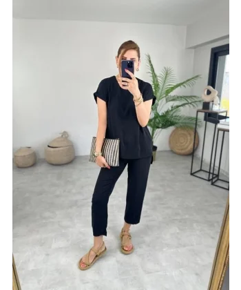 Kadın Bisiklet Yaka Paça Pensli Aerobin Kumaş İkili Takım