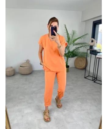 Kadın Bisiklet Yaka Paça Pensli Aerobin Kumaş İkili Takım