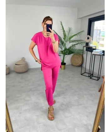 Kadın Bisiklet Yaka Paça Pensli Aerobin Kumaş İkili Takım