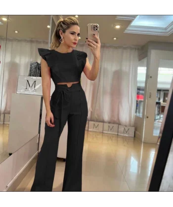 Kadın Biziklet Yaka Volan Detaylı Crop