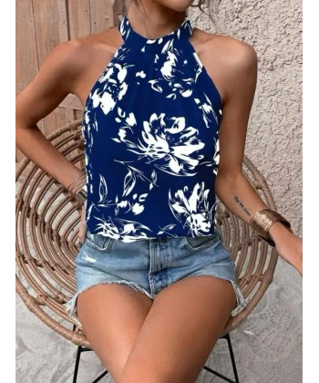 Kadın çiçek Desen Mikro Kumaş Bluz