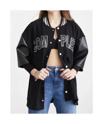 Kadın Complex Kolej Oversize T-shirt - Siyah