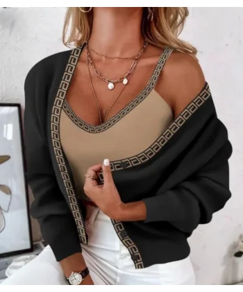 Kadın cuba Dalgıç Kumaş Bluz Ve Hırka Fırsat ürün Ikili Takım