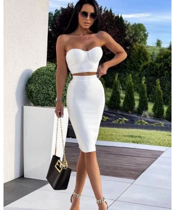 Kadın Dalgıç Krep Kumaş Gloplu Ikili Takım