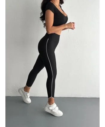 Kadın Dalgıç Kumaş Yüksek Bel Biyeli Tayt