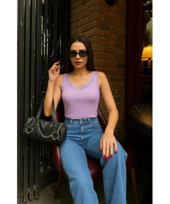 Kadın Dantel Detaylı Düğmeli Bluz