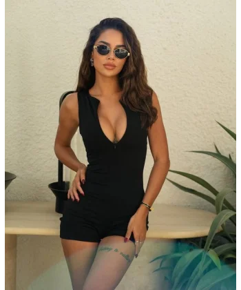 Kadın Dekolteli Toparlayıcı Fitilli Zara Tulum