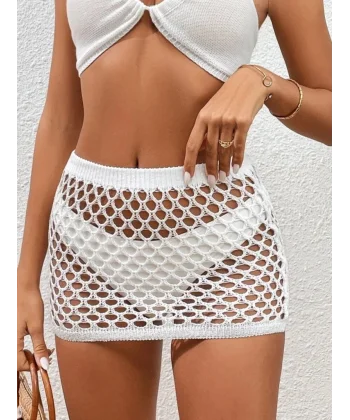 Kadın Delikli Triko Mini Etek