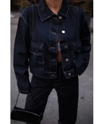 Kadın Denim Jeans Kot Takım - Siyah