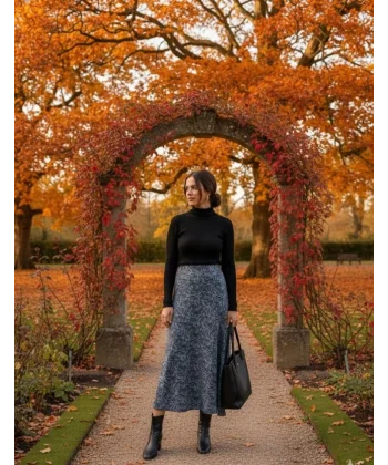 Kadın Desen Baskılı Karin Kumaş Etek